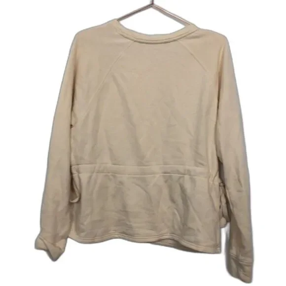 Athleta Tie Waist Cream Scoop Neck Sweatshirt Top Like New Condition Medium - Picture 5 of 5